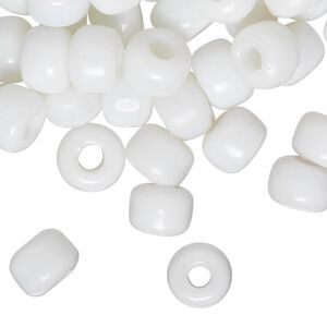 Bead, glass, opaque white, 9x7mm crow. Sold per pkg of 100.