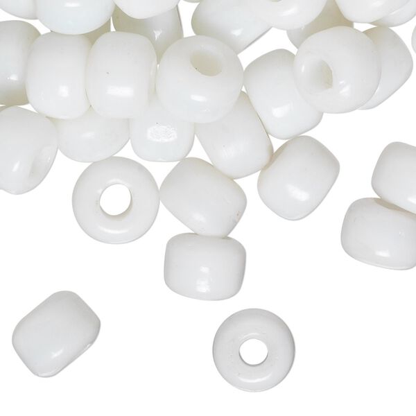 Bead, glass, opaque white, 9x7mm crow. Sold per pkg of 100. image number 0