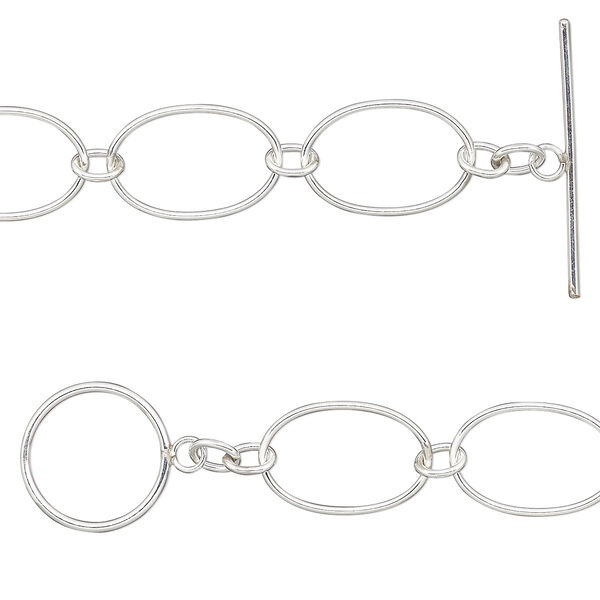 Chain, sterling silver-filled, 19x13mm oval, 7-1/2 inches with toggle clasp. Sold individually. image number 0