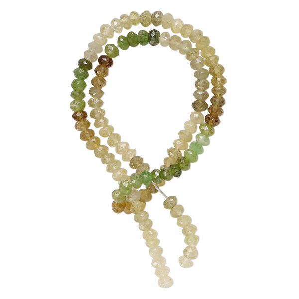 Bead, grossularite garnet (natural / dyed), 5x3mm-6x4mm hand-cut micro-faceted rondelle, B grade, Mohs hardness 6-1/2 to 7-1/2. Sold per 14-inch strand, approximately 105 beads. image number 0