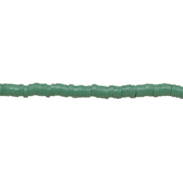 Bead, polymer clay, opaque dark green, 3x1mm heishi. Sold per pkg of (2) 15-1/2" to 16" strands. image number 0