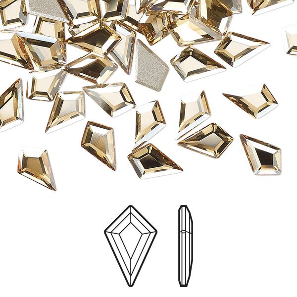 Flat back 216pk crystal golden shadow foil back, Swarovski® 8.6x5.6mm kite 2771 image number 0