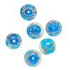 Bead, lampworked glass, clear / blue / glow-in-the-dark / gold, 12mm round. Sold per pkg of 6. image number 0