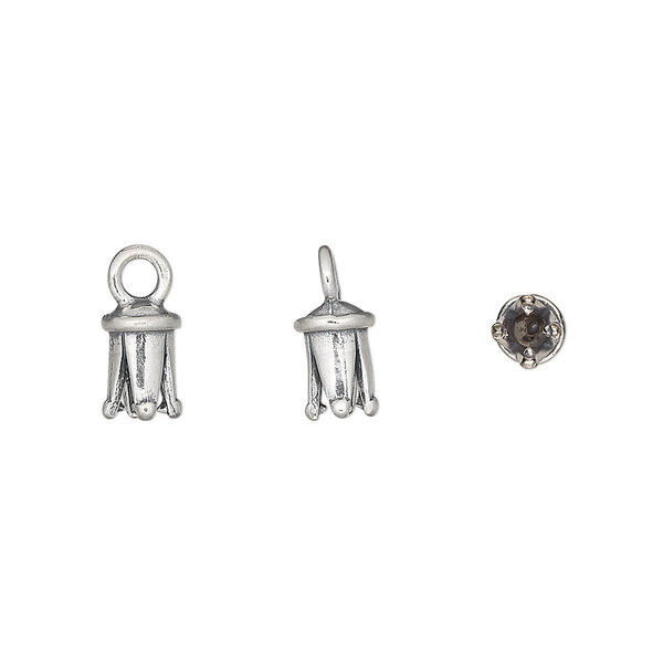 Cord end, JBB Findings, antiqued sterling silver, 7x5mm cone, 2mm inside diameter. Sold individually. image number 0