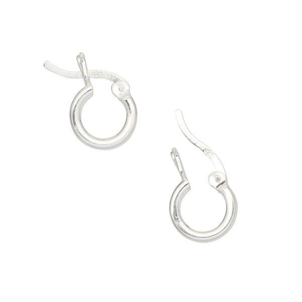 Earring, sterling silver, 10mm round hoop with latch-back closure. Sold per pkg of 4 pairs. image number 0