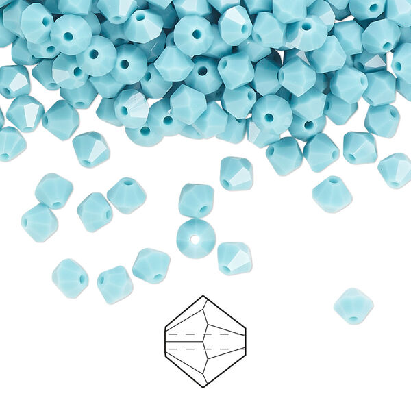 Bead 48pk turquoise, Preciosa Czech crystal 4mm bicone image number 0