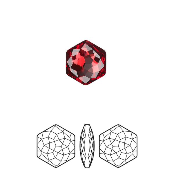 Fancy stone 2pk scarlet foil back, Crystal Passions® 11.2x10mm thin hexagon 4683 image number 0