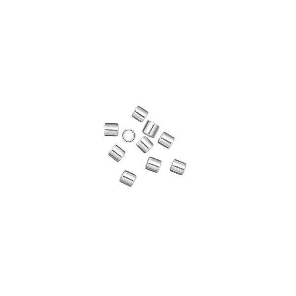 Crimp, sterling silver, 2mm cut tube with 1.3mm inside diameter, lightweight style. Sold per pkg of 10. image number 0
