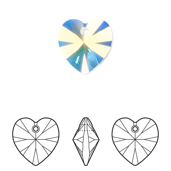 Drop 144pk crystal AB, Swarovski® 14mm pendant heart 6228 image number 0