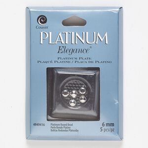 Bead, lacquer and platinum-plated copper, 6mm round. Sold per pkg of 5.