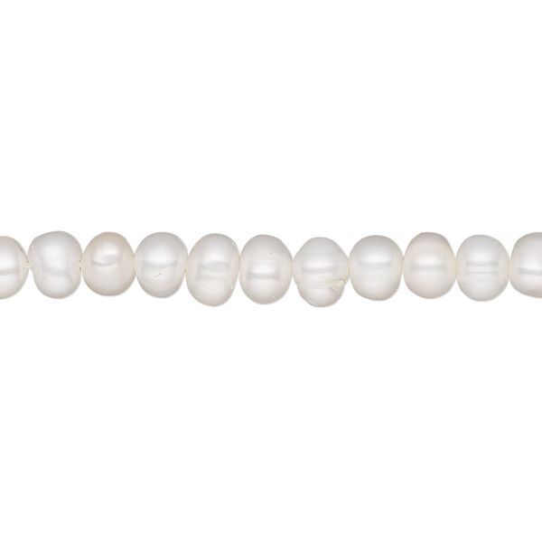 Pearl, White Lotus™, cultured freshwater (bleached), white, 4-4.5mm semi-round, C grade, Mohs hardness 2-1/2 to 4. Sold per 15-1/2" to 16" strand. image number 0
