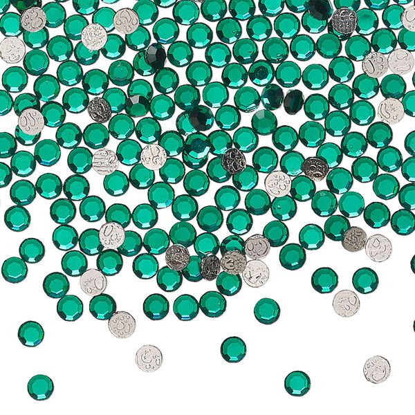 Flat back 1440pk emerald, vintage Preciosa Czech crystal hotfix rhinestone 2.7-2.9mm chaton rose round SS10 image number 0
