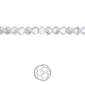 Bead 144pk translucent crystal silver night, Celestial Crystal® 4mm round