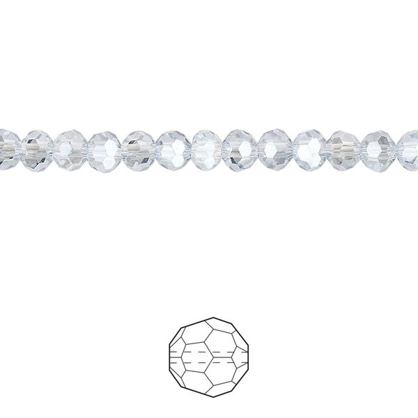 Bead 144pk translucent crystal silver night, Celestial Crystal® 4mm round image number 0