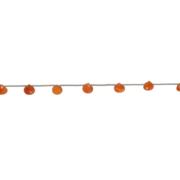 Carnelian 1pkg7, hand-cut top-drilled faceted puffed teardrop bead, 6x5mm-11x10mm light to medium image number 1