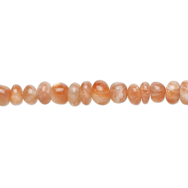 Bead, sunstone (natural), light to medium, 5x2mm-6x4mm hand-cut rondelle with 0.4-1.4mm hole, B- grade, Mohs hardness 6 to 6-1/2. Sold per 8-inch strand, approximately 65 beads. image number 0