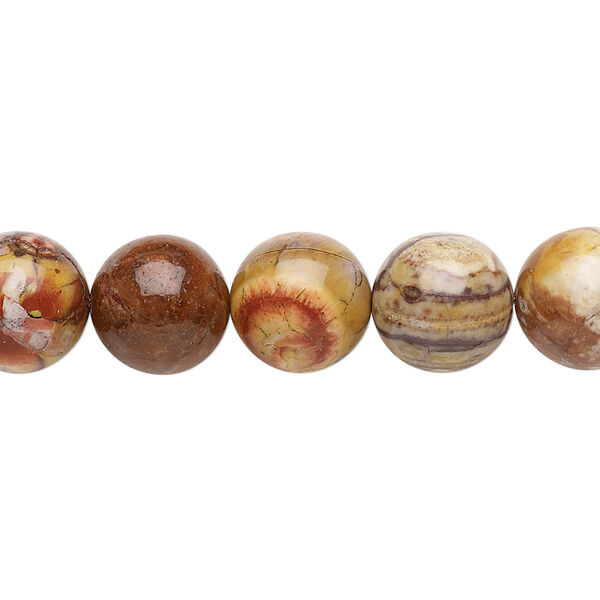 Bead, birdseye rhyolite (natural), 10mm round, B grade, Mohs hardness 6-1/2 to 7. Sold per 15-1/2" to 16" strand. image number 0