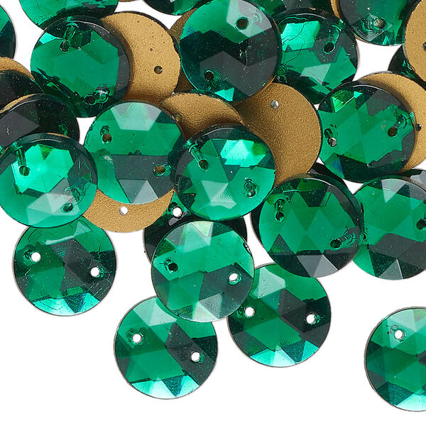 Sew-on 72pk emerald foil back, vintage Preciosa Czech crystal 11mm round image number 0