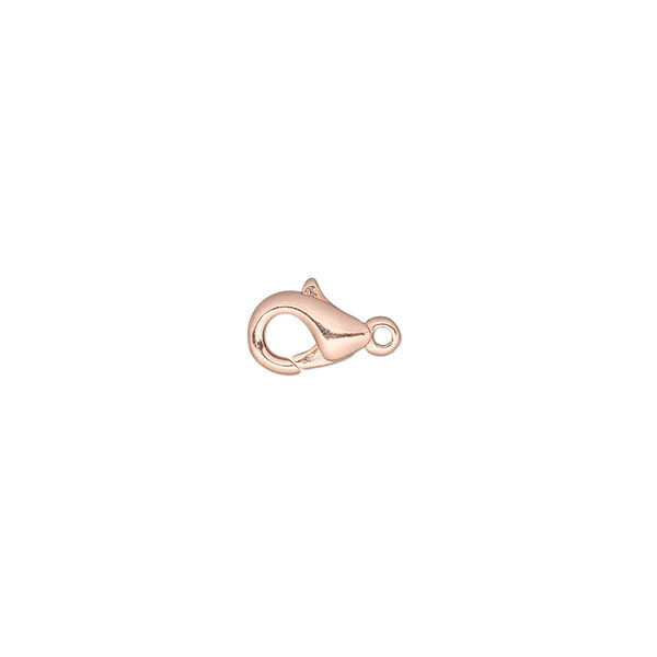 Clasp, lobster claw, copper-plated brass, 9x6mm. Sold per pkg of 10. image number 0