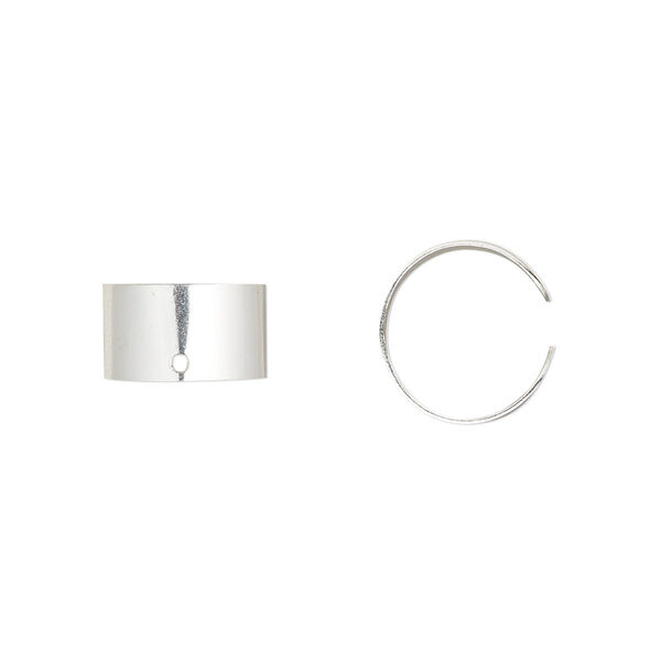 Ear cuff, sterling silver, 6mm with 0.9-1mm hole, adjustable. Sold per pair. image number 0
