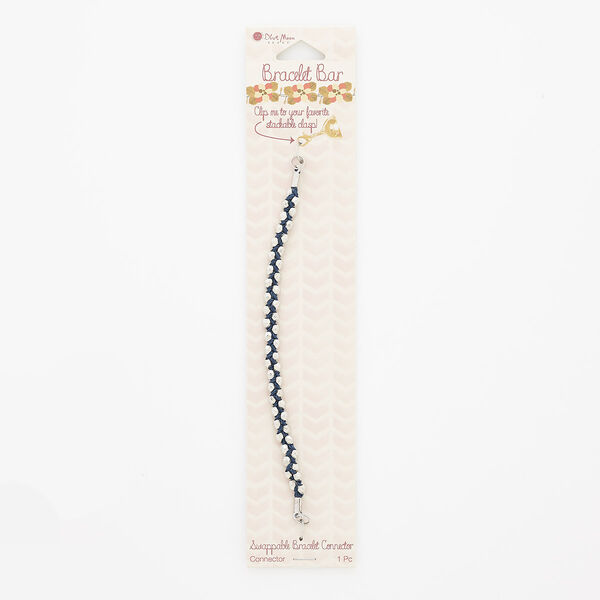 Bracelet component, cotton / silver-finished "pewter" (zinc-based alloy) / steel, navy blue, 7mm wide, 6 inches. Sold individually. image number 0
