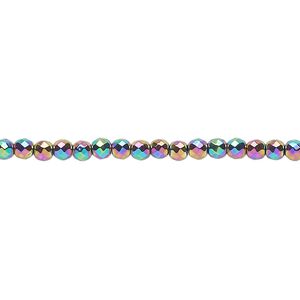 Hemalyke™ 1pkg1, rainbow faceted round bead 15.5-16 inch 3mm