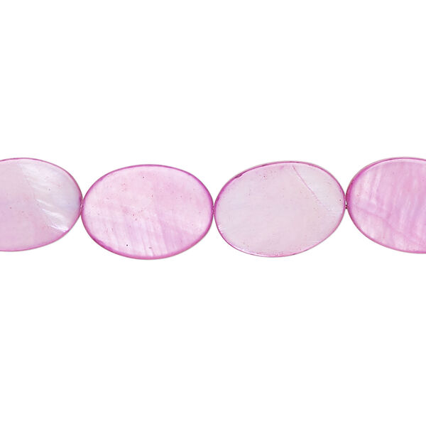 Mother-of-pearl shell 1pkg1, flat oval bead 15 inch light fuchsia 14x10mm image number 0