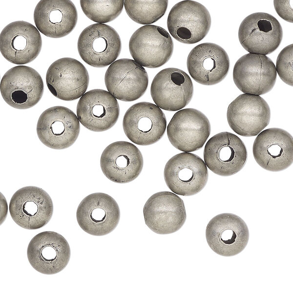 Bead, antique silver-plated steel, 6mm round. Sold per pkg of 500. image number 0