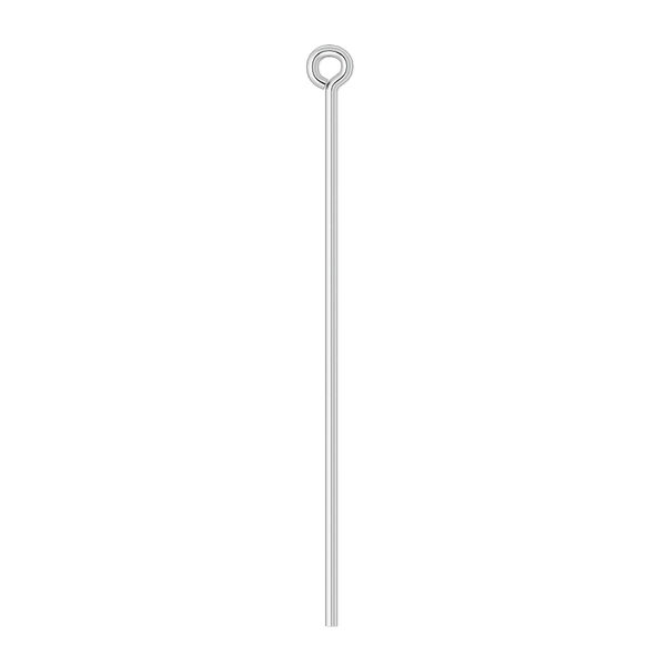 Eye pin, silver-plated brass, 1-1/2 inches, 21 gauge. Sold per pkg of 500. image number 0