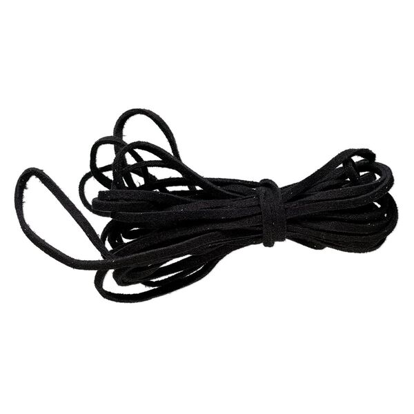Cord, faux suede lace, black, 3mm. Sold per pkg of 5 yards. image number 0