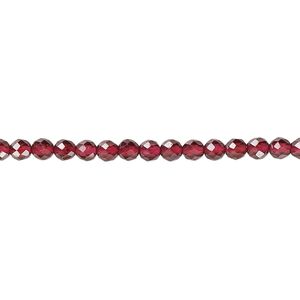 Garnet 1pkg1, faceted round bead natural 15.5 inch 3mm