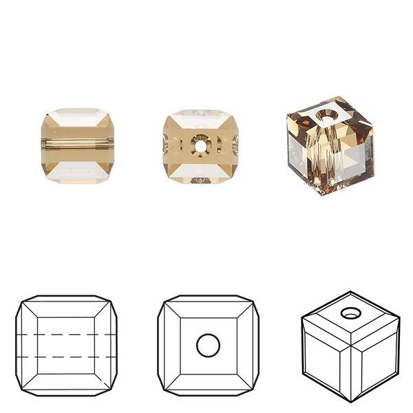 Bead 48pk light Colorado topaz, Crystal Passions® 8mm cube 5601 image number 0