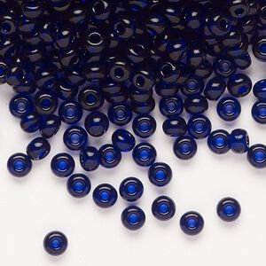 Seed bead, Preciosa Ornela Czech glass, pkg/50g, #6 rocaille, transparent navy blue, (30110).