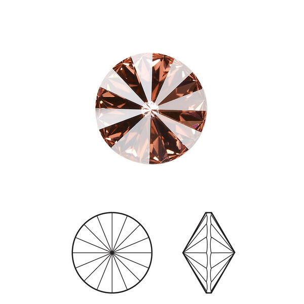 Chaton 4pk rose peach foil back, Crystal Passions® 14mm rivoli 1122 image number 0