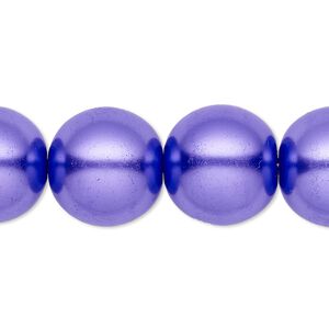 Bead, crystal pearl, violet, 16mm round. Sold per 15-1/2" to 16" strand, approximately 25 beads.
