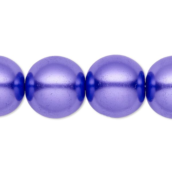 Bead, crystal pearl, violet, 16mm round. Sold per 15-1/2" to 16" strand, approximately 25 beads. image number 0