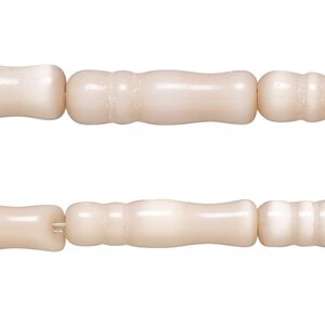 Bead, cat's eye glass (fiber optic glass), pale pink, 25x6mm-26x7mm bamboo. Sold per pkg of (2) 15-inch strands, approximately 30 beads.