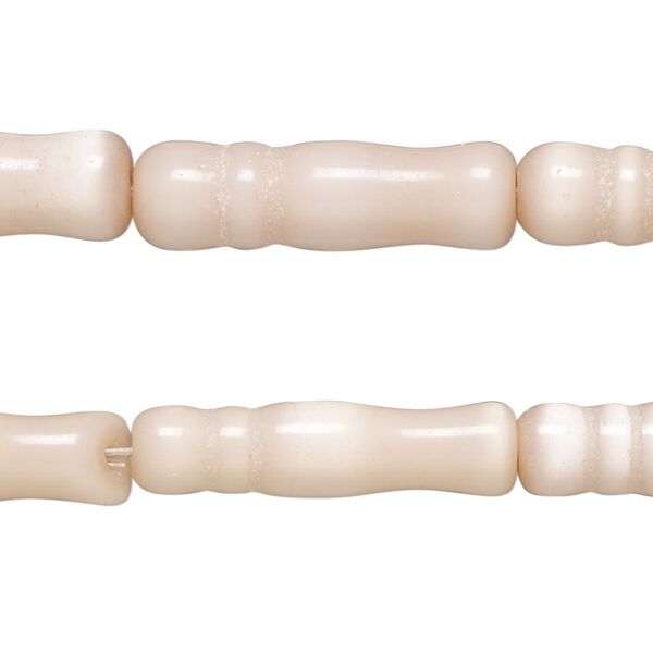 Bead, cat's eye glass (fiber optic glass), pale pink, 25x6mm-26x7mm bamboo. Sold per pkg of (2) 15-inch strands, approximately 30 beads. image number 0
