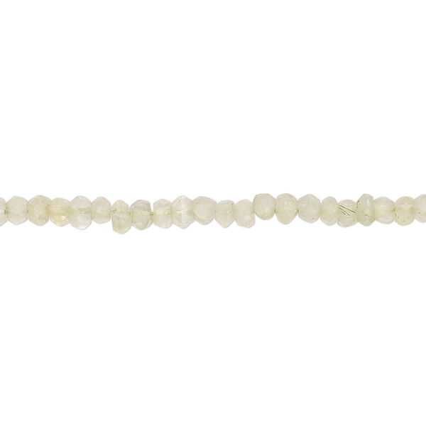Bead, prehnite (natural), 2-3mm hand-cut faceted rondelle with 0.4-0.6mm hole, C+ grade, Mohs hardness 6 to 6-1/2. Sold per 13-inch strand. image number 0