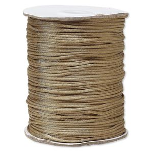 Cord, Satinique™, satin, light brown, 1.5mm small. Sold per 400-foot spool.