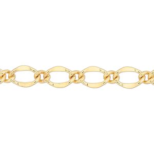 Chain 1pkg1 long & short, 6mm oval, gold-finished brass 5 foot unfinished