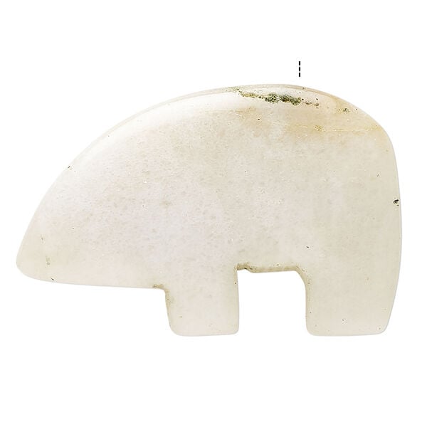 Golden "jade" 1pkg1, top-drilled and half-drilled Zuni-style bear focal natural, 39x26mm-43x30mm light to medium image number 1