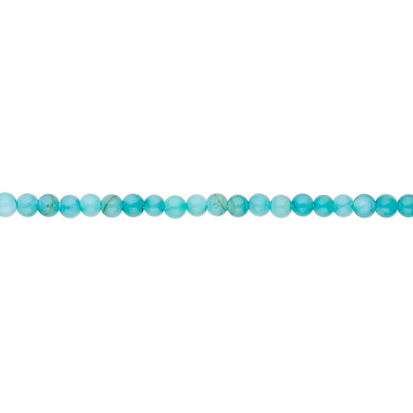 Bead, mother-of-pearl shell (dyed), turquoise blue, 2mm round. Sold per 15" to 16" strand. image number 0