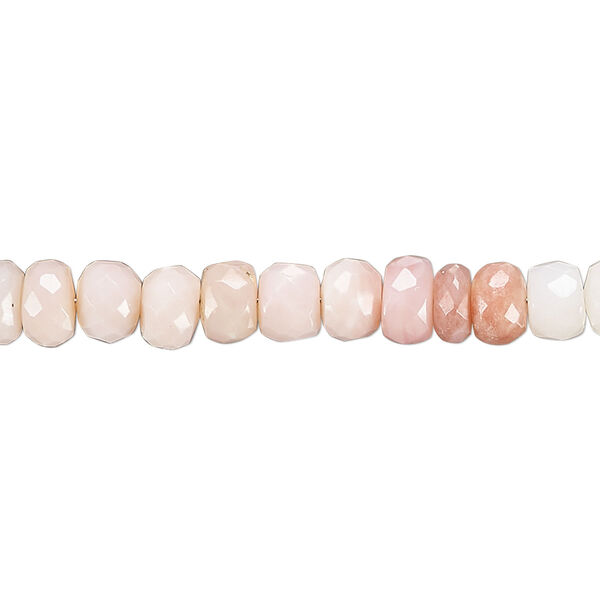 Bead 1pkg1 Peruvian pink opal, 6x3mm-6x5mm hand-cut faceted rondelle B+ grade, 15.5-16 inch natural shaded image number 1