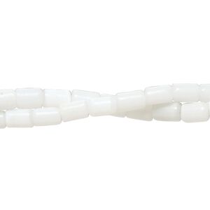Bead 1pkg2 cat's eye glass (fiber optic glass), 6x4mm-7x6mm round tube, 14 inch opaque white