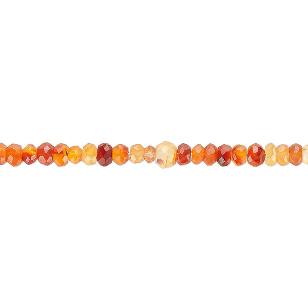 Carnelian 1pkg1, hand-cut faceted rondelle bead C grade, 15.5-16 inch 3x2mm image number 0