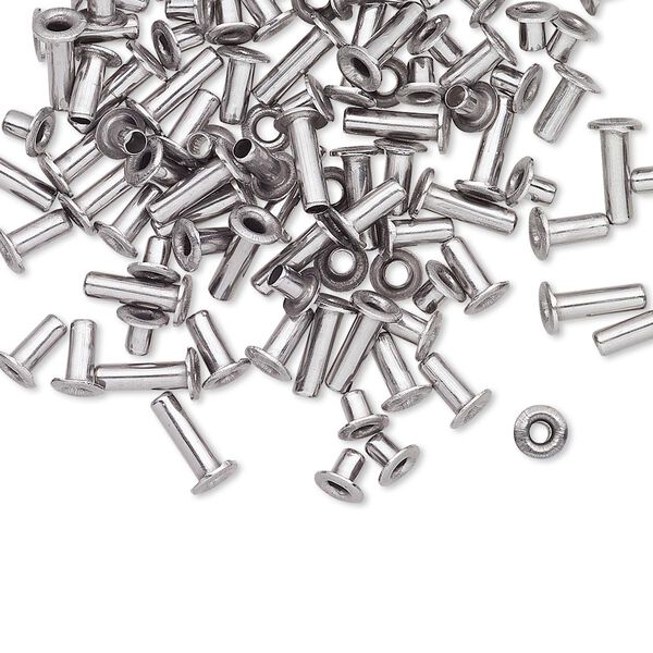 Eyelet mix, stainless steel, 3.5x3mm-7x3.5mm with 1.4mm inside diameter, fits 2mm hole. Sold per pkg of 100. image number 0