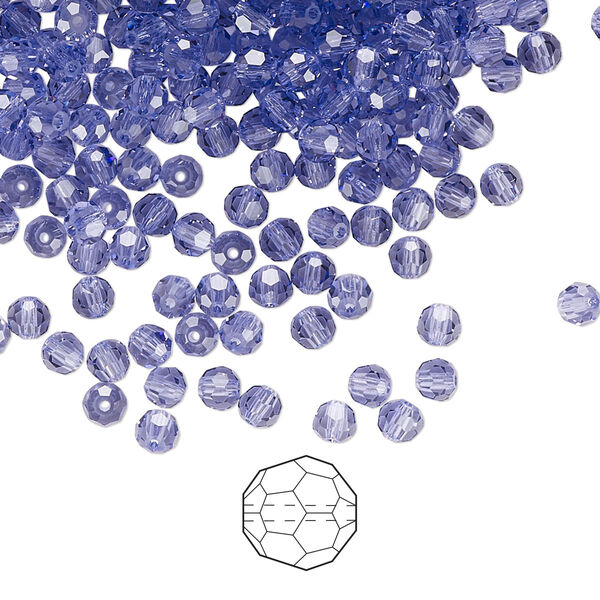 Bead 144pk tanzanite, Preciosa Czech crystal 3mm round image number 0