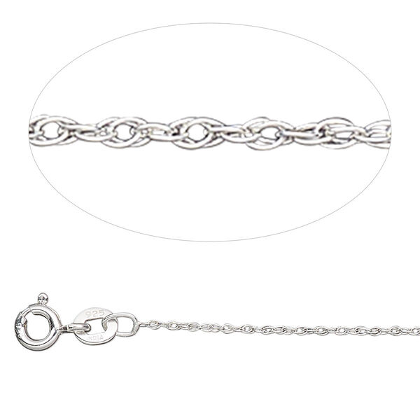 Chain, Gossamer™, sterling silver, 1mm rope, 18 inches with springring clasp. Sold individually. image number 0