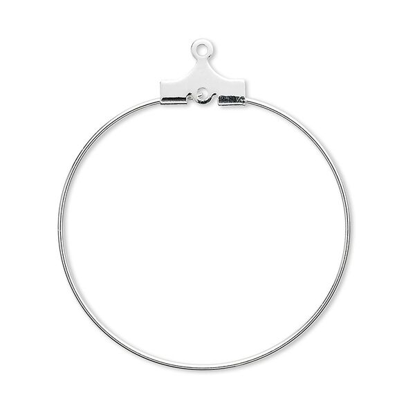 Beading hoop, silver-plated brass, 30mm round with loop. Sold per pkg of 10. image number 0